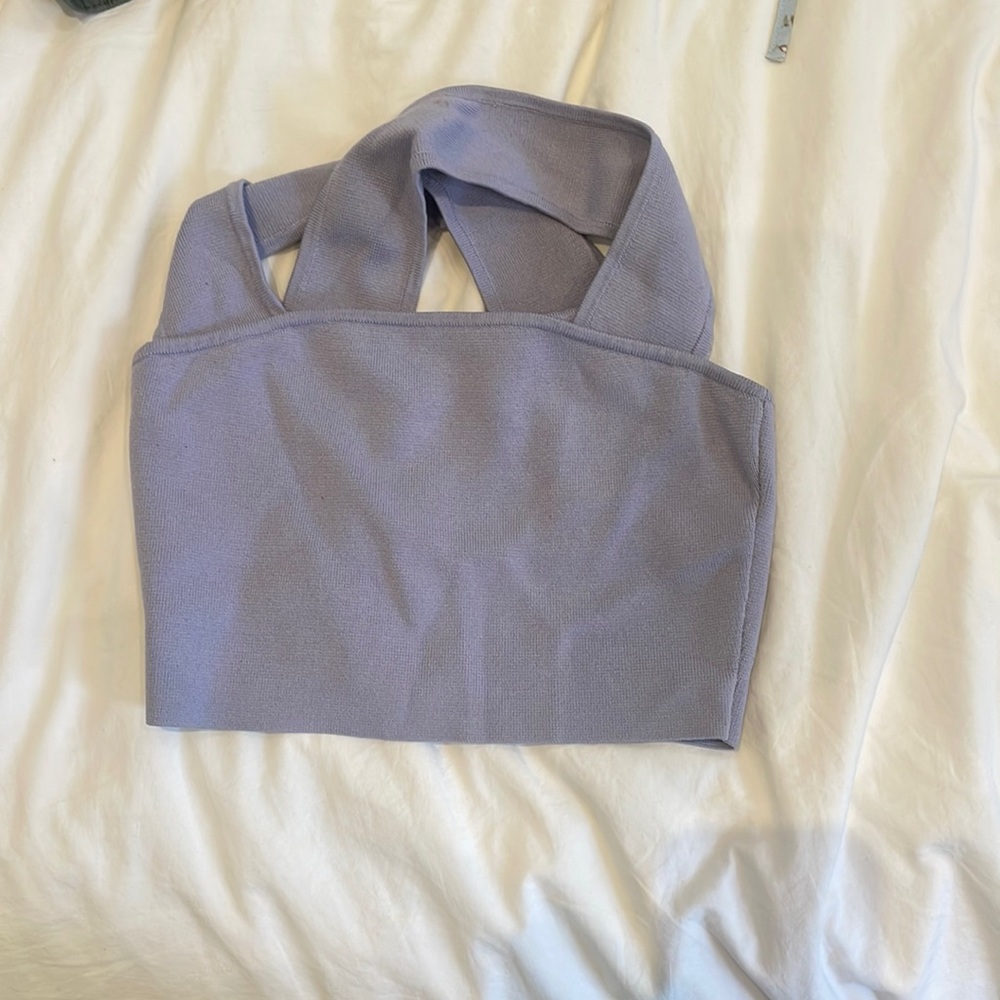 Aritzia babaton light purple crop top
